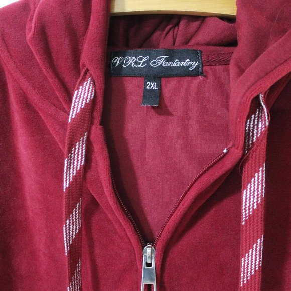 ❤️ VELOUR JOGGING SUIT Ruffle Hoodie & Drawstring Pants Womens 2XL - Picture 6 of 11